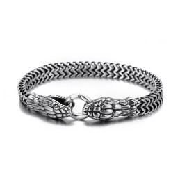 Vintage Cool Fashion Doppelköpfiges Schlangen-Titan-Armband Für Männer