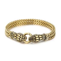 Cooles Titanarmband Mit Doppelköpfiger Schlange Im Vintage-Chic-Stil Für Männer