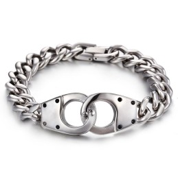 Modisches, Geometrisch Gewebtes Titanarmband Mit Handschellen Für Männer