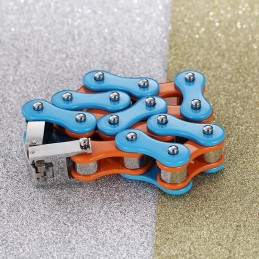 Schlichtes Blau-Orange Lackiertes Titan-Bikerarmband Für Herren
