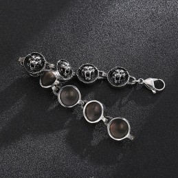 Cooles Rundes Titanarmband Im Hip-Hop-Stil Mit Tigerkopf Für Männer