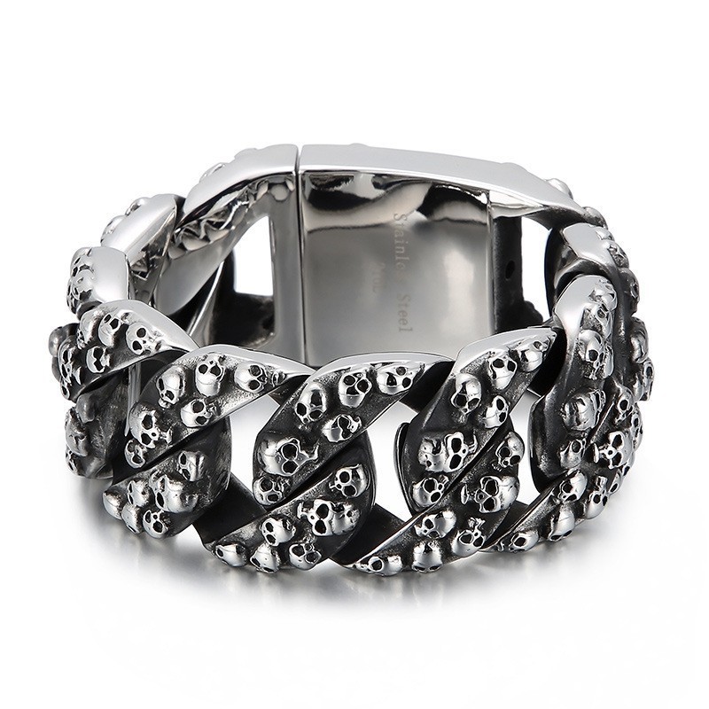 Übertrieben Schickes Totenkopf-Titanarmband Für Männer Übertrieben Schickes Totenkopf-Titanarmband Für Männer