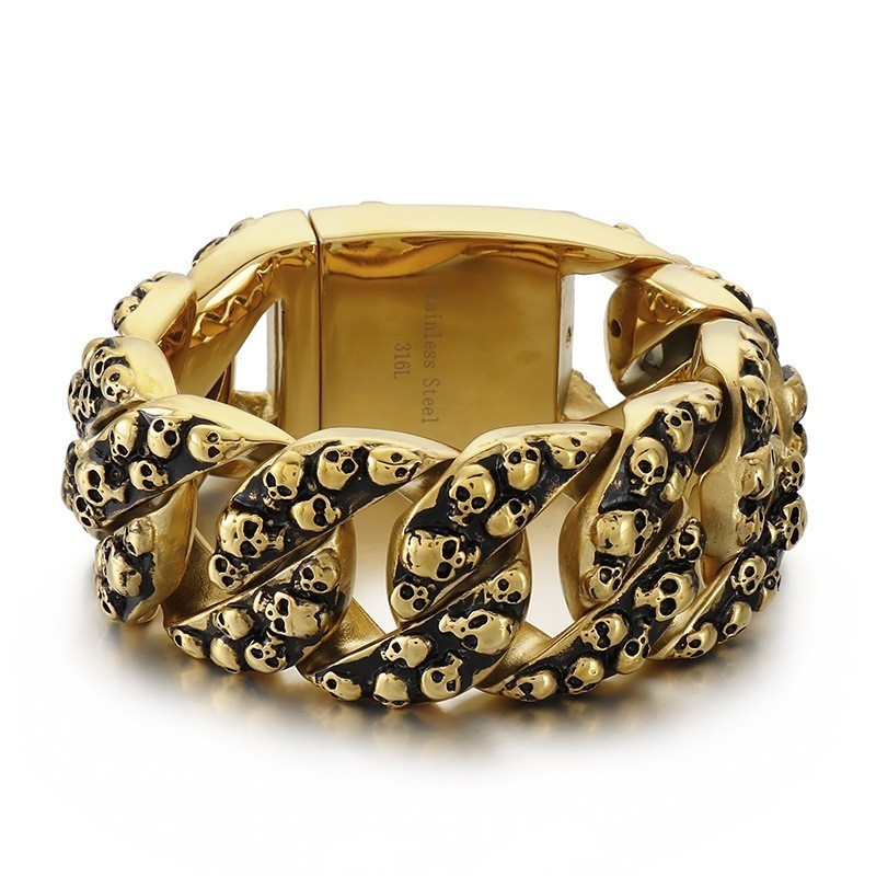 Übertrieben Schickes Totenkopf-Titanarmband Für Männer Übertrieben Schickes Totenkopf-Titanarmband Für Männer