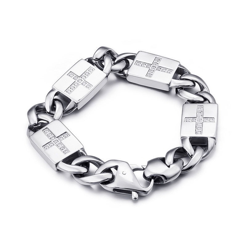 Fashion Rock Hip-Hop Stil Kreuz Mit Diamanten Titan Armbänder Fashion Rock Hip-Hop Stil Kreuz Mit Diamanten Titan Armbänder