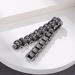 Übertriebenes Totenkopf-Biker-Titan-Armband Für Männer