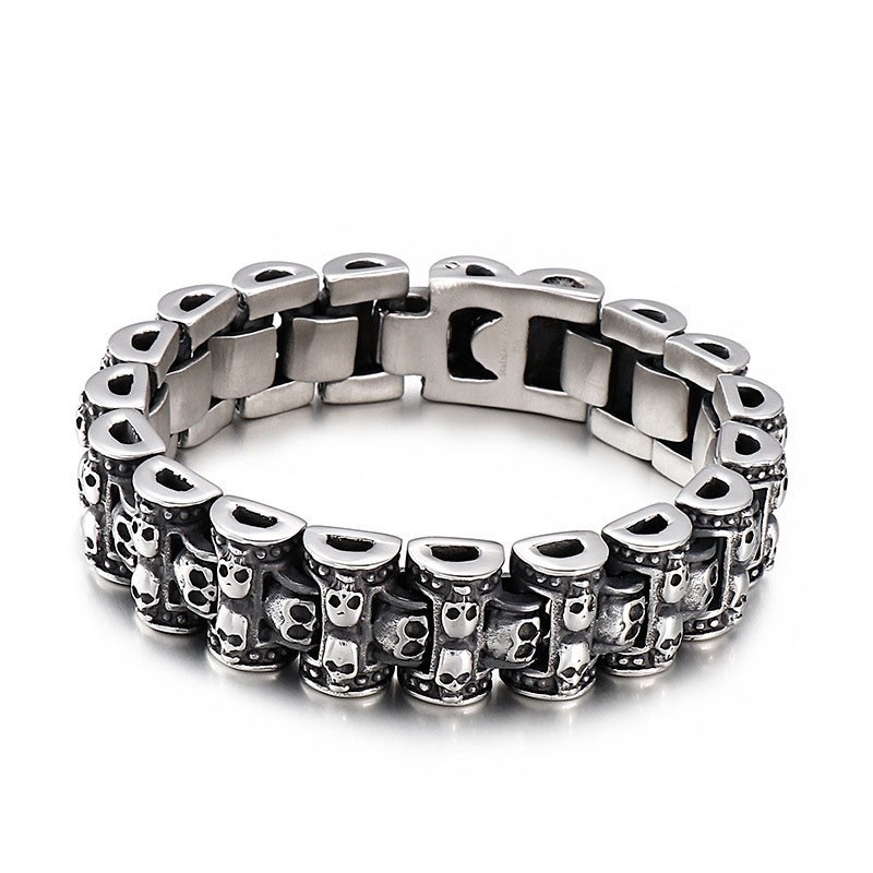 Übertriebenes Totenkopf-Biker-Titan-Armband Für Männer Übertriebenes Totenkopf-Biker-Titan-Armband Für Männer