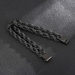Modisches Schwarz Beschichtetes Doppel-Titan-Herrenarmband