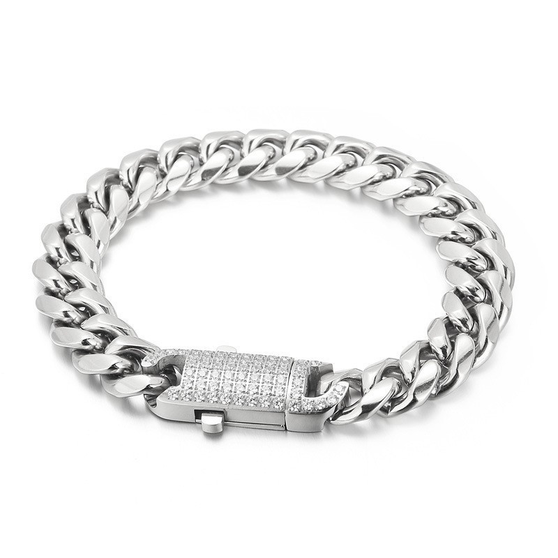 Fashion Street Hip-Hop Style Diamantbesetztes Titanarmband Für Männer Fashion Street Hip-Hop Style Diamantbesetztes Titanarmband Für Männer