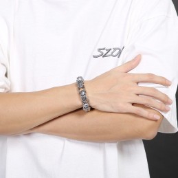 Mode Chic Floral Schädel Herren Titan Armband