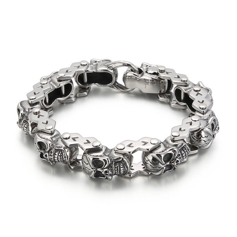 Mode Chic Floral Schädel Herren Titan Armband Mode Chic Floral Schädel Herren Titan Armband