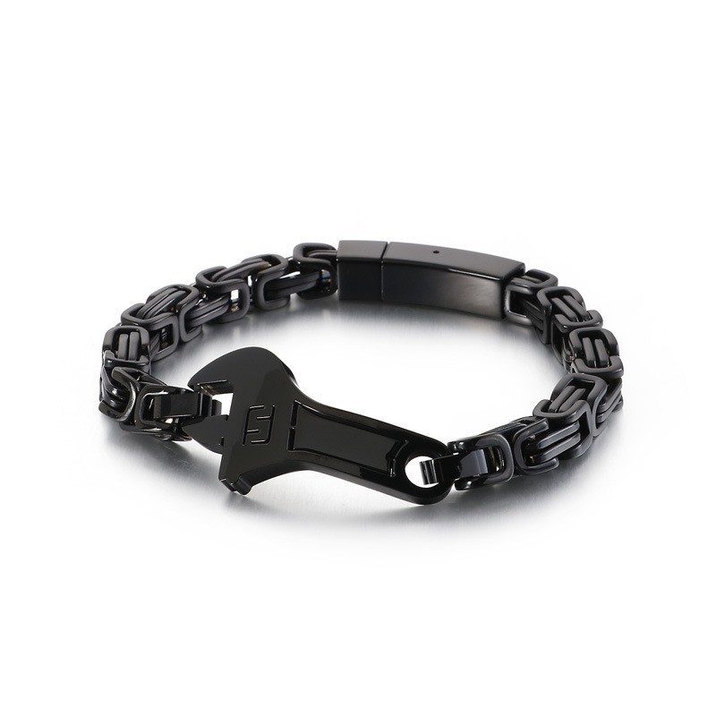 Cooles Herren-Titanarmband Mit Gebogener Platte Und Schraubenschlüsselrücken Cooles Herren-Titanarmband Mit Gebogener Platte Und Schraubenschlüsselrücken