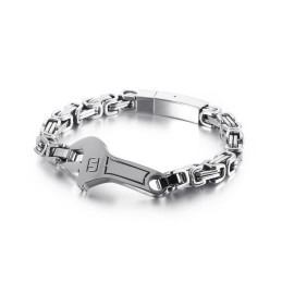 Cooles Herren-Titanarmband Mit Gebogener Platte Und Schraubenschlüsselrücken