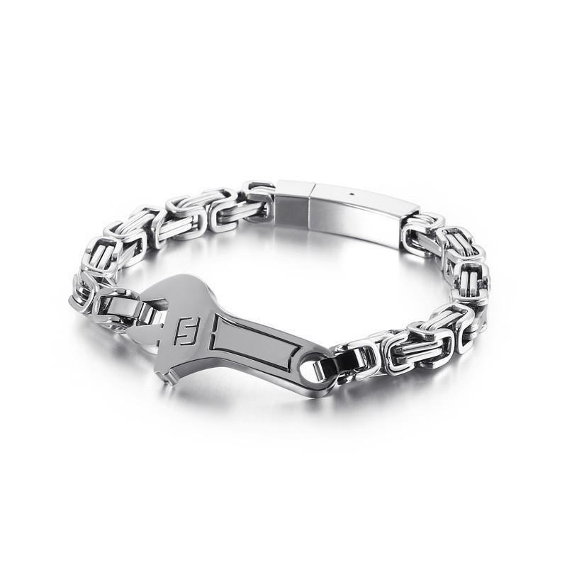 Cooles Herren-Titanarmband Mit Gebogener Platte Und Schraubenschlüsselrücken Cooles Herren-Titanarmband Mit Gebogener Platte Und Schraubenschlüsselrücken