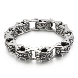 Cooles Florales X-Förmiges Hohles Titanarmband Für Männer