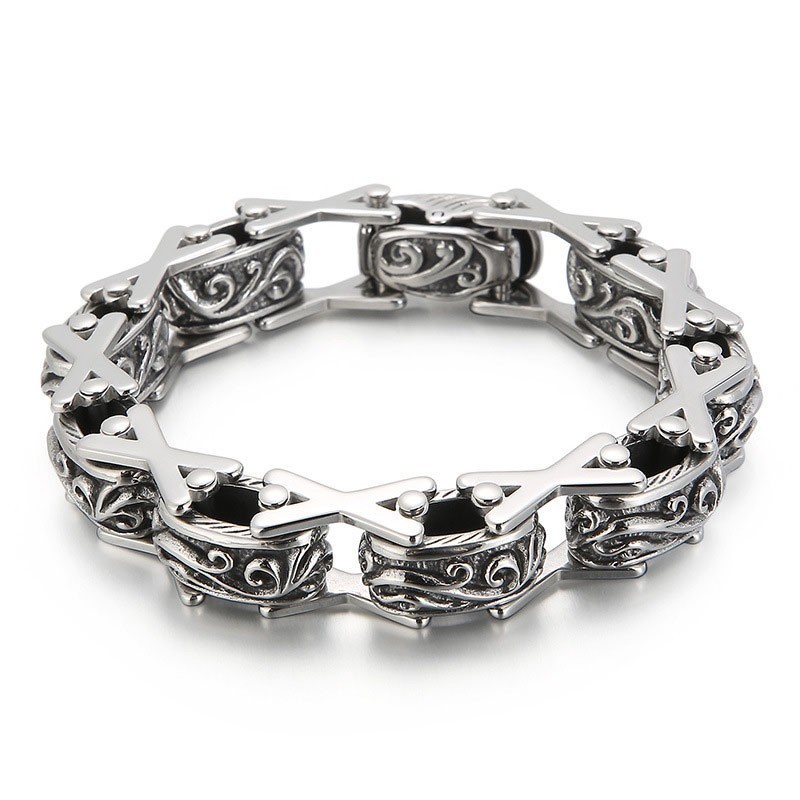 Cooles Florales X-Förmiges Hohles Titanarmband Für Männer Cooles Florales X-Förmiges Hohles Titanarmband Für Männer