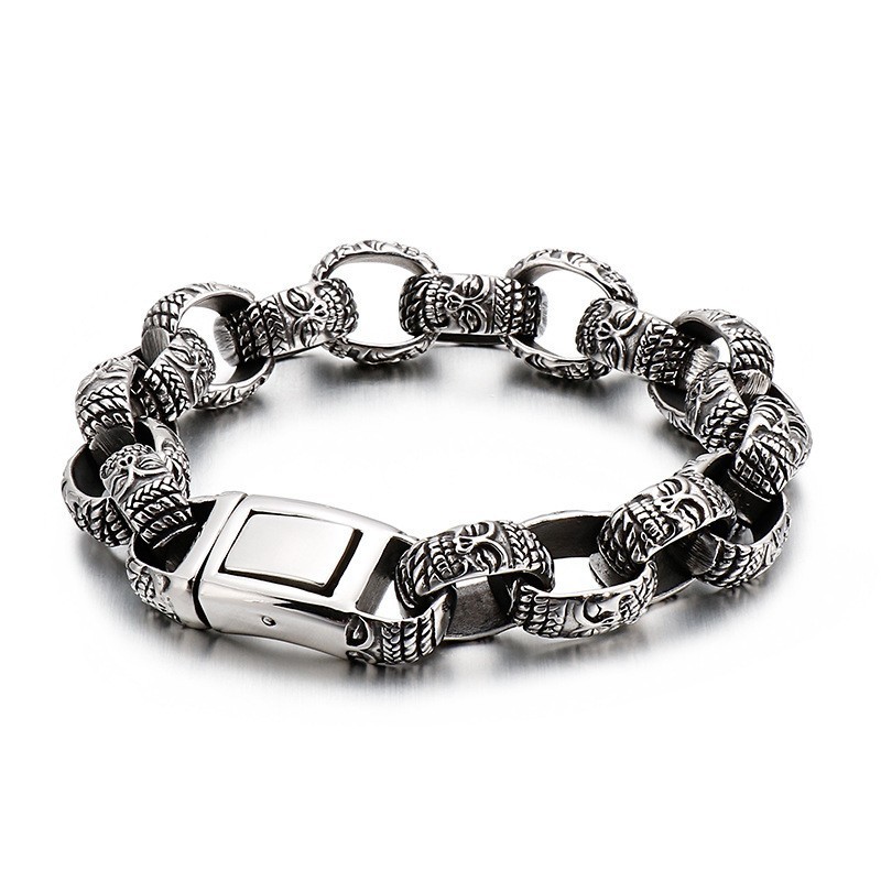 Quadratisches Buddhakopf-Titanarmband Für Männer