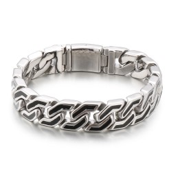 Mode Schwarz Streifen Chic Stil Titan Armband Für Männer