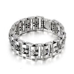 Cooles Herren Wolfskopf Biker Titan Armband
