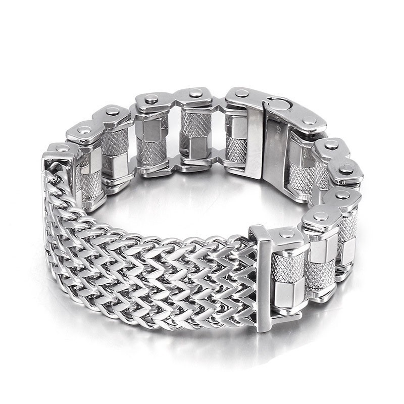 Beliebtes Titanarmband Für Herren Im Biker-Stil Aus Stahl Beliebtes Titanarmband Für Herren Im Biker-Stil Aus Stahl