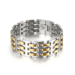 Modisches Herren-Titan-Armband Mit Goldener Verriegelung