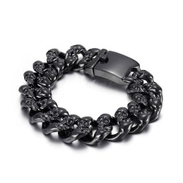 Cooles Doppelschädel-Titanarmband Für Herren