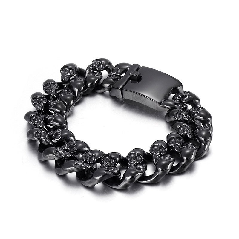 Cooles Doppelschädel-Titanarmband Für Herren Cooles Doppelschädel-Titanarmband Für Herren