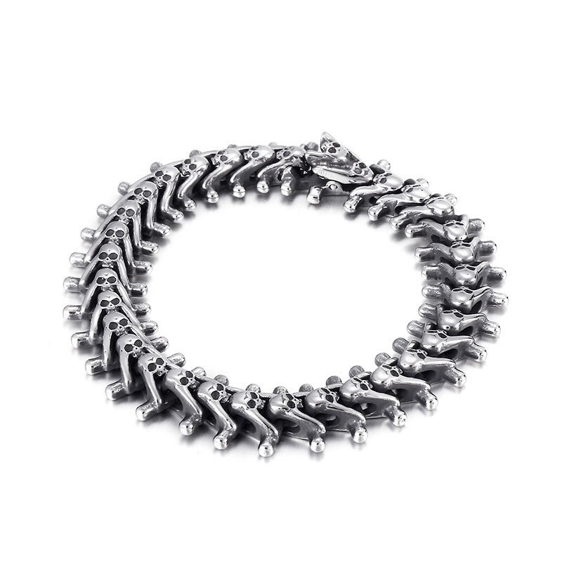 Übertriebenes Kleines Totenkopf-Herrenarmband Aus Titan Übertriebenes Kleines Totenkopf-Herrenarmband Aus Titan