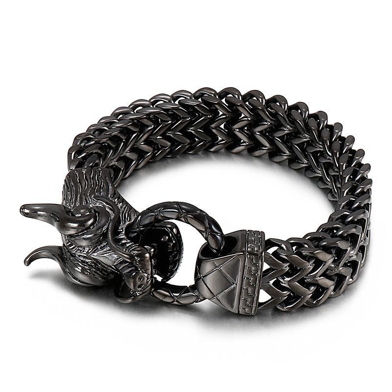 Neues Cooles Herren-Titanarmband Mit Drachenkopf Neues Cooles Herren-Titanarmband Mit Drachenkopf