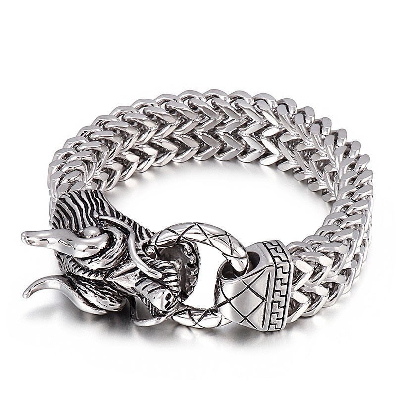 Neues Cooles Herren-Titanarmband Mit Drachenkopf Neues Cooles Herren-Titanarmband Mit Drachenkopf