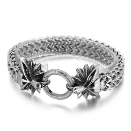 Beliebtes Cooles Geflochtenes Titanarmband Mit Doppeltem Tierkopf Für Männer