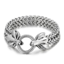 Beliebtes Cooles Geflochtenes Titanarmband Mit Doppeltem Tierkopf Für Herren
