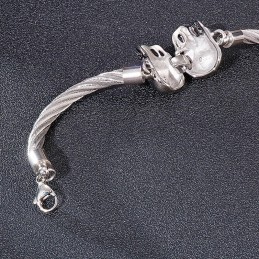 Cooles Modisches Doppelschädel-Stahldraht-Herren-Titanarmband