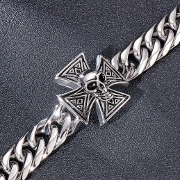 Cooles Herren-Armband Mit Kreuz Und Totenkopf