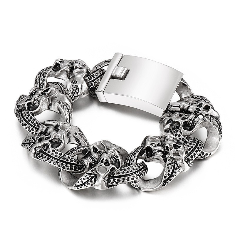 Beliebtes Cooles Totenkopf-Herren-Titanarmband Beliebtes Cooles Totenkopf-Herren-Titanarmband
