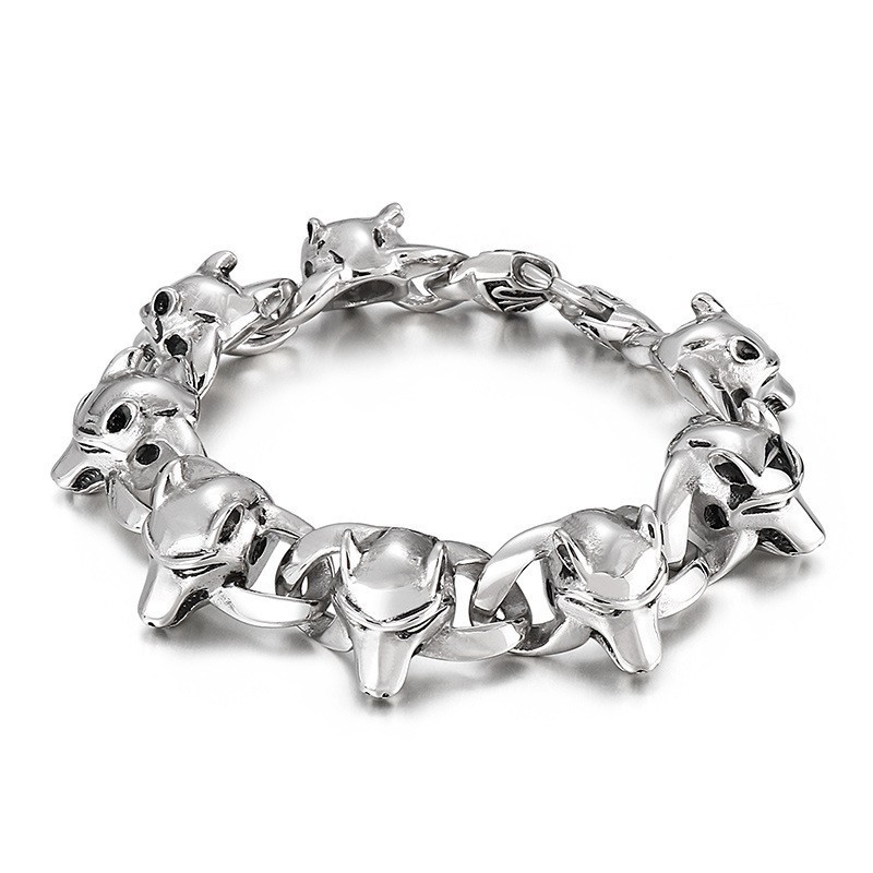 Beliebtes Titanarmband Für Herren Mit Tierkopf Beliebtes Titanarmband Für Herren Mit Tierkopf