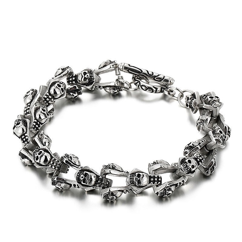 Schickes Herren-Armband Aus Titan Mit Totenkopf-Geisterkopf-Guss Schickes Herren-Armband Aus Titan Mit Totenkopf-Geisterkopf-Guss