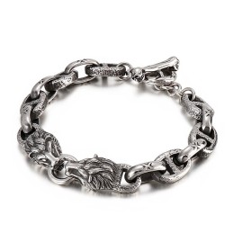 Mode Titan Tag Wort Kette Löwenkopf Herren Armband Bühne Zubehör