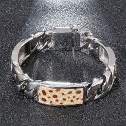 Tide Herrenmode Handschmuck Blume Leopardenmuster Knopf Titan Armband