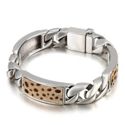 Tide Herrenmode Handschmuck Blume Leopardenmuster Knopf Titan Armband
