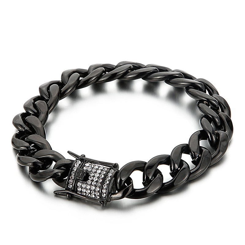 Bikerkette Mit Diamant-Drachenbart-Schnallenarmband Bikerkette Mit Diamant-Drachenbart-Schnallenarmband