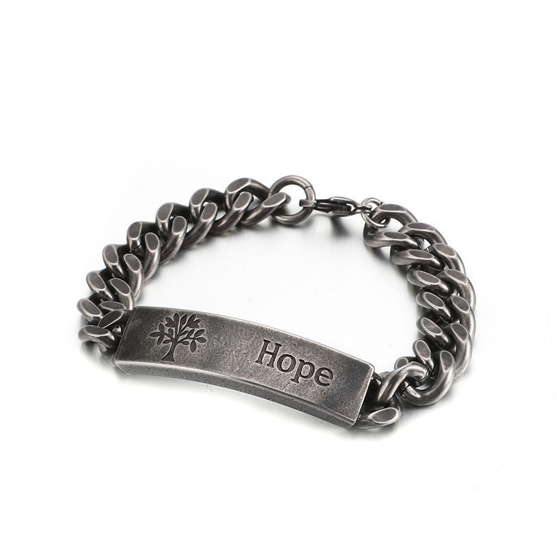 Modisches Herren-Armband Aus Titan Mit Lebensbaum Modisches Herren-Armband Aus Titan Mit Lebensbaum