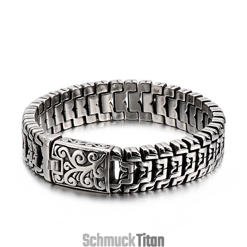 Cooles Titanarmband Mit Blumenförmiger Schnalle