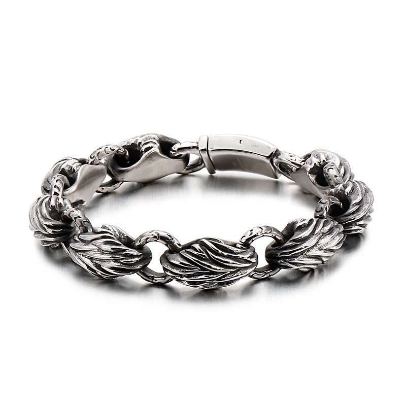 Version Des Tide Herren-Titanblattarmbands Version Des Tide Herren-Titanblattarmbands