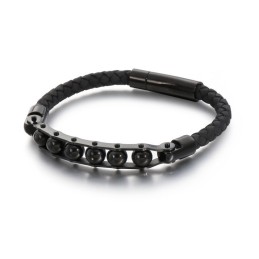 Modische Geflochtene Lederarmbänder Für Herren Mit Runden Perlen