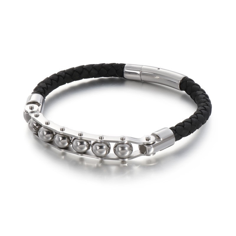 Modische Geflochtene Lederarmbänder Für Herren Mit Runden Perlen Modische Geflochtene Lederarmbänder Für Herren Mit Runden Perlen