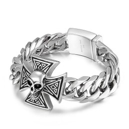 Cooles Herren-Armband Mit Kreuz Und Totenkopf