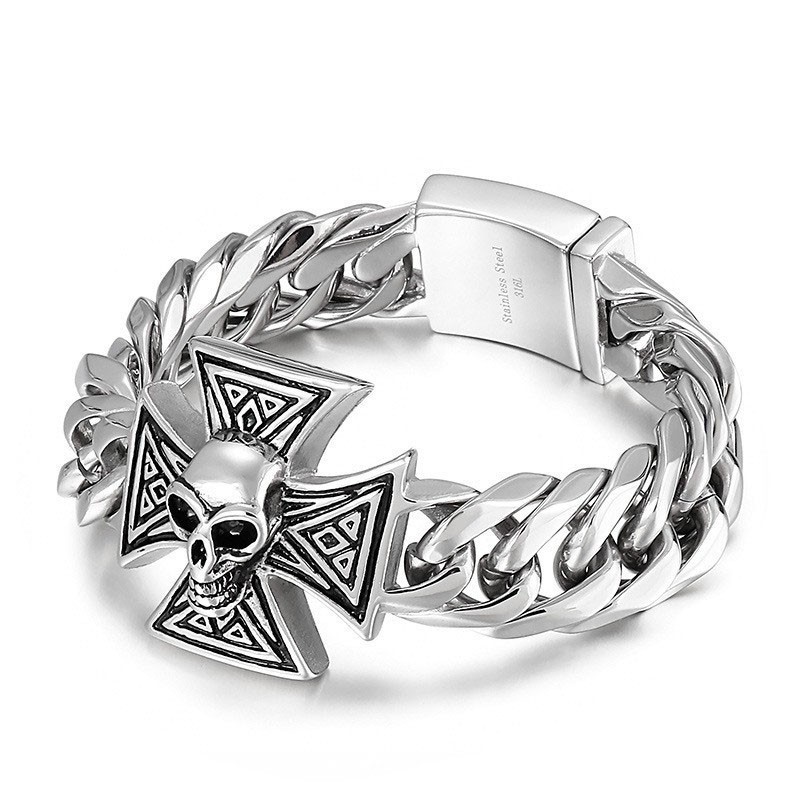 Cooles Herren-Armband Mit Kreuz Und Totenkopf Cooles Herren-Armband Mit Kreuz Und Totenkopf