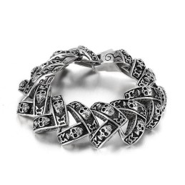 Cooles Schweres Stereoskopisches Totenkopf-Armband Aus Titan Für Herren