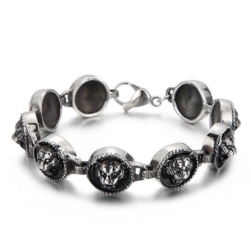 Cooles Rundes Titanarmband Im Hip-Hop-Stil Mit Tigerkopf Für Männer Cooles Rundes Titanarmband Im Hip-Hop-Stil Mit Tigerkopf Für Männer