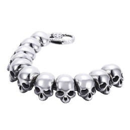 Modisches, Cooles, Poliertes Totenkopf-Armband Aus Titan Für Herren